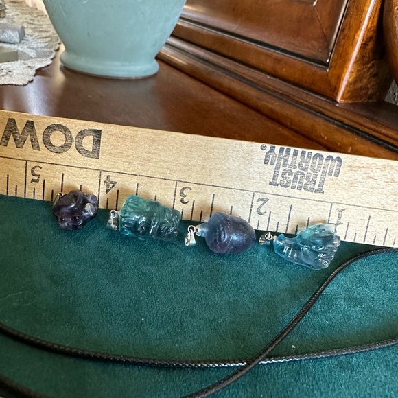Set of 4 pendants with cord. Groot, Dragon head, acorn, and Paw.  Fluorite - Picture 6 of 6